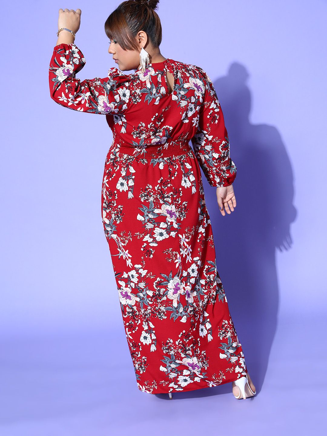 Berrylush Curve Women Red Floral Vacay Attire