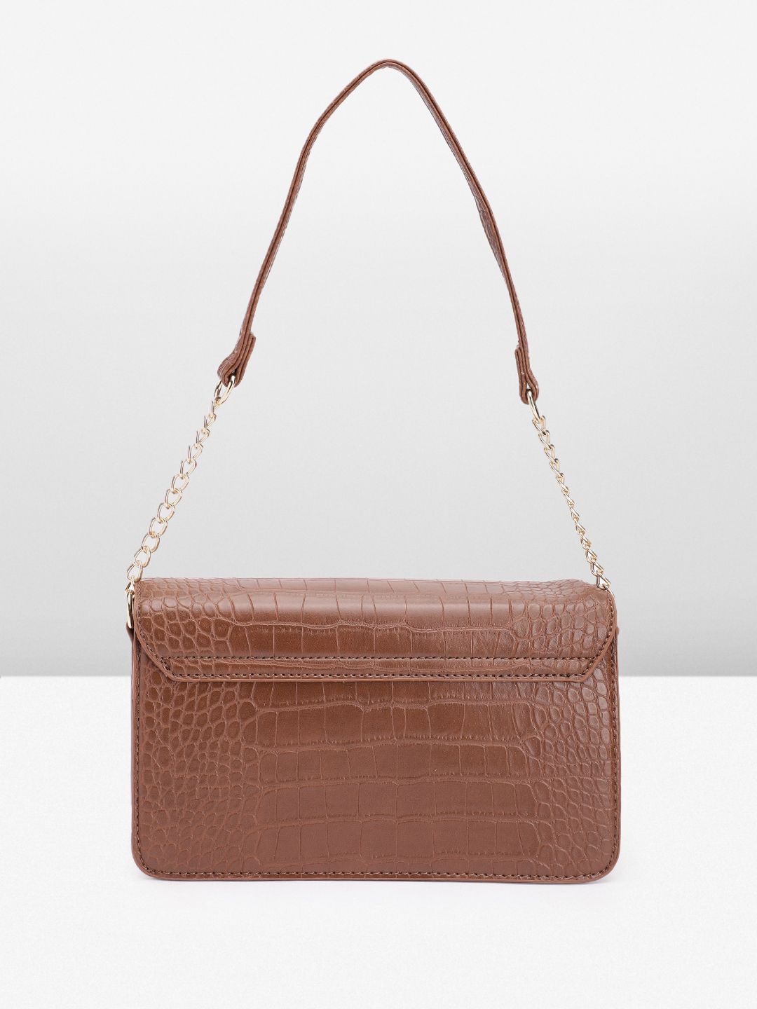 Lino Perros Croc Textured Structured Shoulder Bag