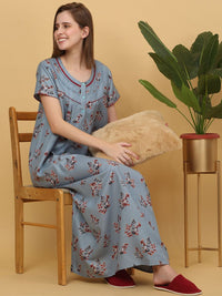 Sweet Dreams Printed pure cotton Maxi Nightdress