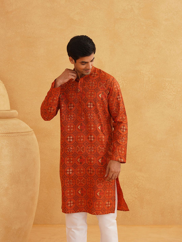 SOJANYA Motif Etnik Bercetak Kurta Lurus Dengan Piyama