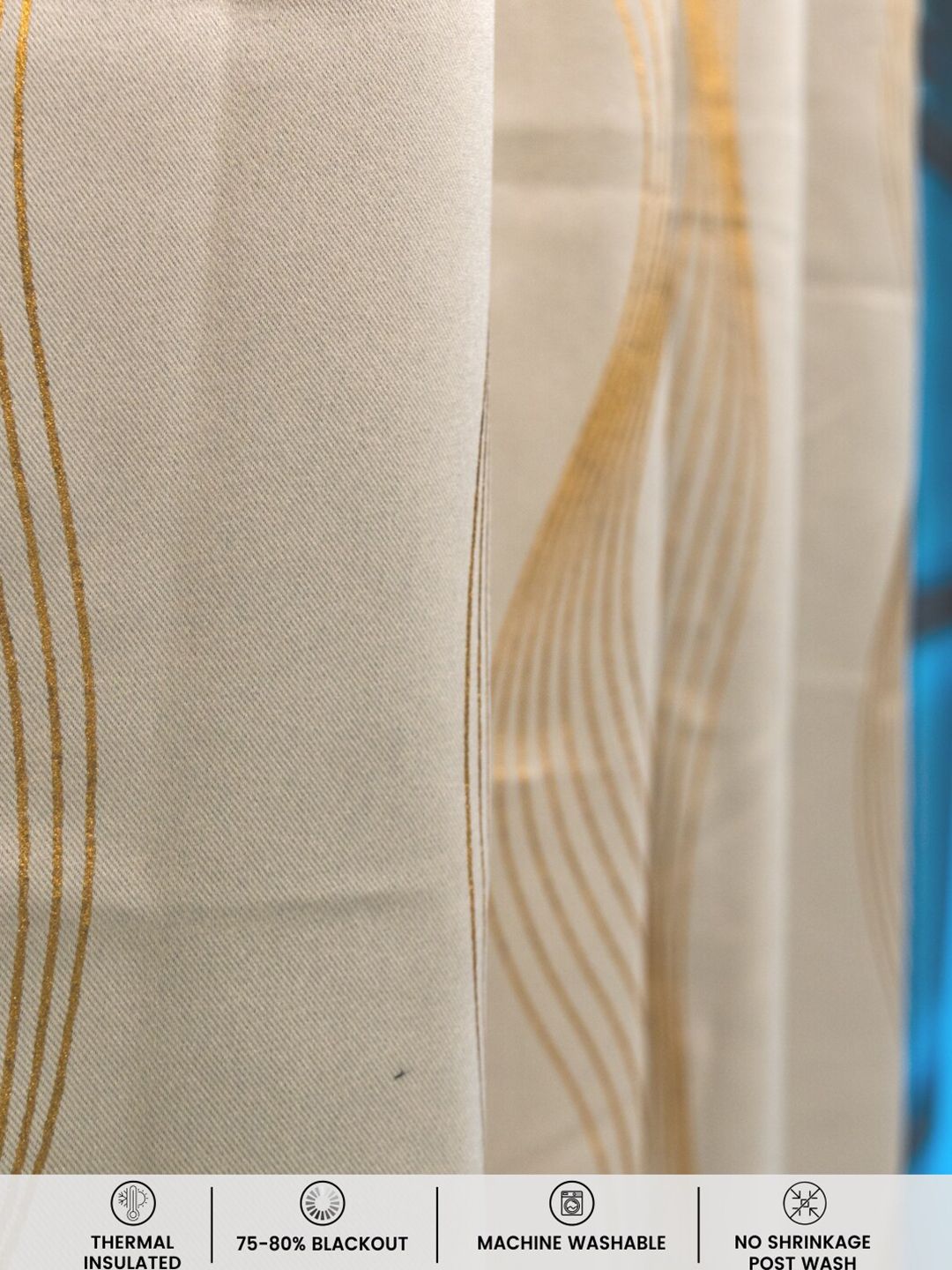 URBAN SPACE Beige & Gold-Toned Printed Black Out Window Curtain