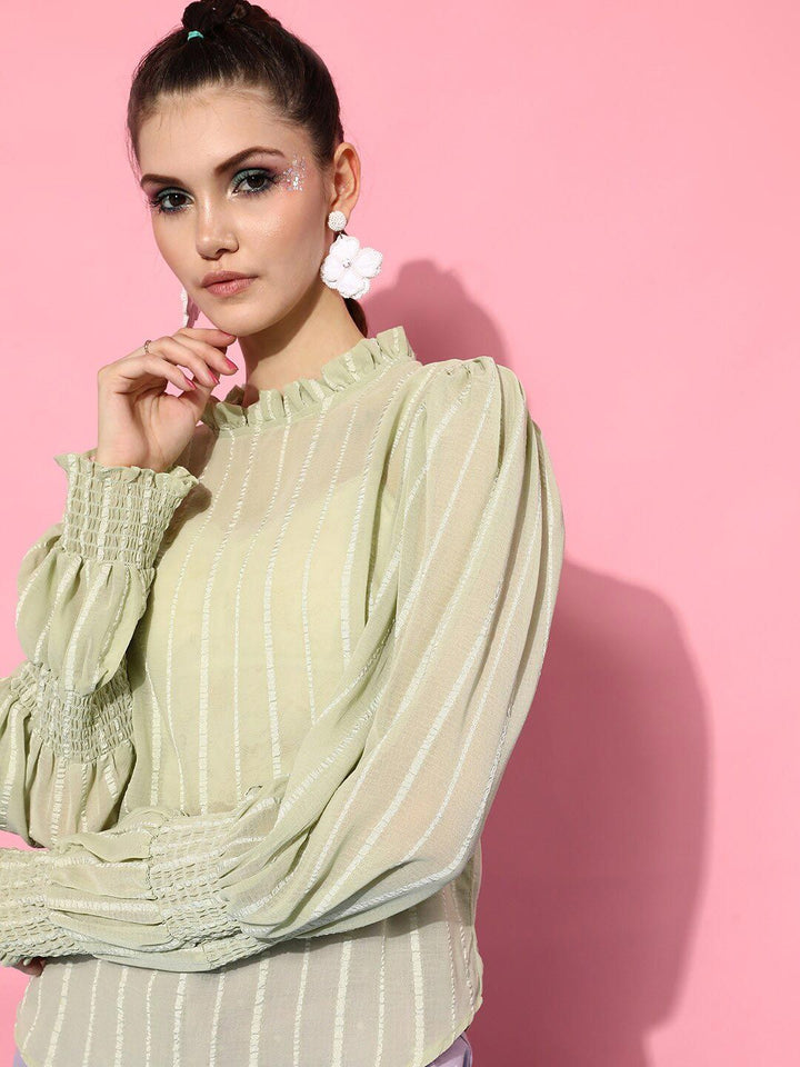 STREET 9 Women Green Striped Top