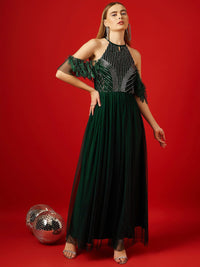 STREET 9 Embellished Net Maxi Dress