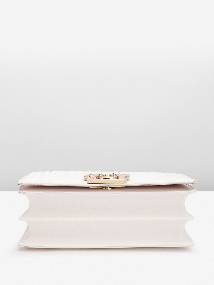Lino Perros Geometric Textured Structured Shoulder Bag with Quilted Detail