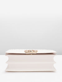 Lino Perros Geometric Textured Structured Shoulder Bag with Quilted Detail
