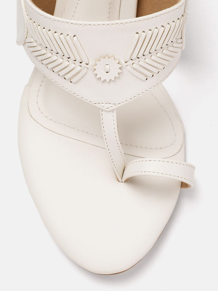 House of Pataudi Ethnic Embellished Open Toe Block Sandals