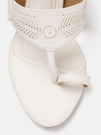 House of Pataudi Ethnic Embellished Open Toe Block Sandals