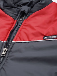 The Indian Garage Co Men Navy Blue & Red Colourblocked Jacket