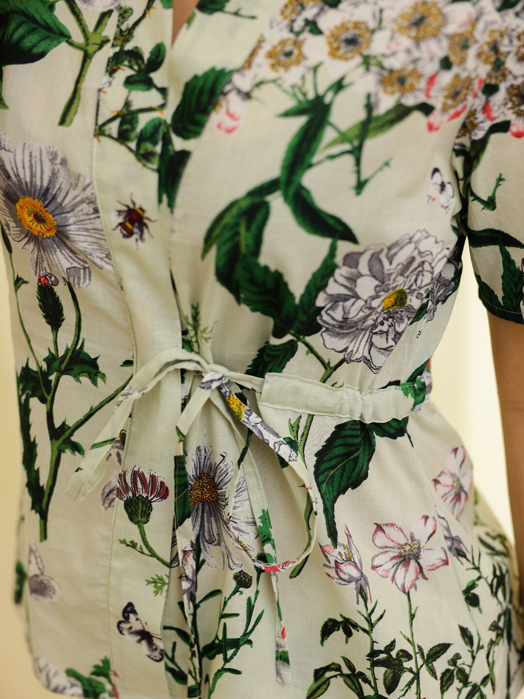SANSKRUTIHOMES Floral Printed V-Neck Pure Cotton Night suit