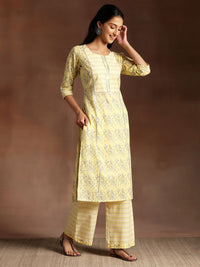 Libas Floral Printed Gotta Patti Pure Cotton Kurta with Palazzos & Dupatta