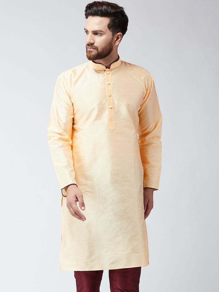SOJANYA Kurta Lurus Pepejal Berwarna Emas Lelaki