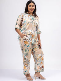 Mamicha Printed Shirt Collar Shirt & Trousers Co-Ords