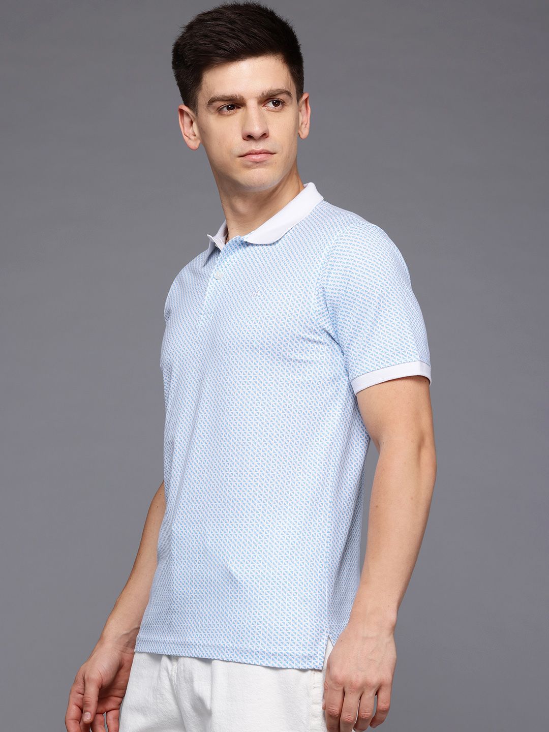 Raymond Geometric Print Polo Collar Pure Cotton Modern Fit T-shirt