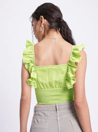 DressBerry Smocking Chic Ruffled Pleated Crop Top