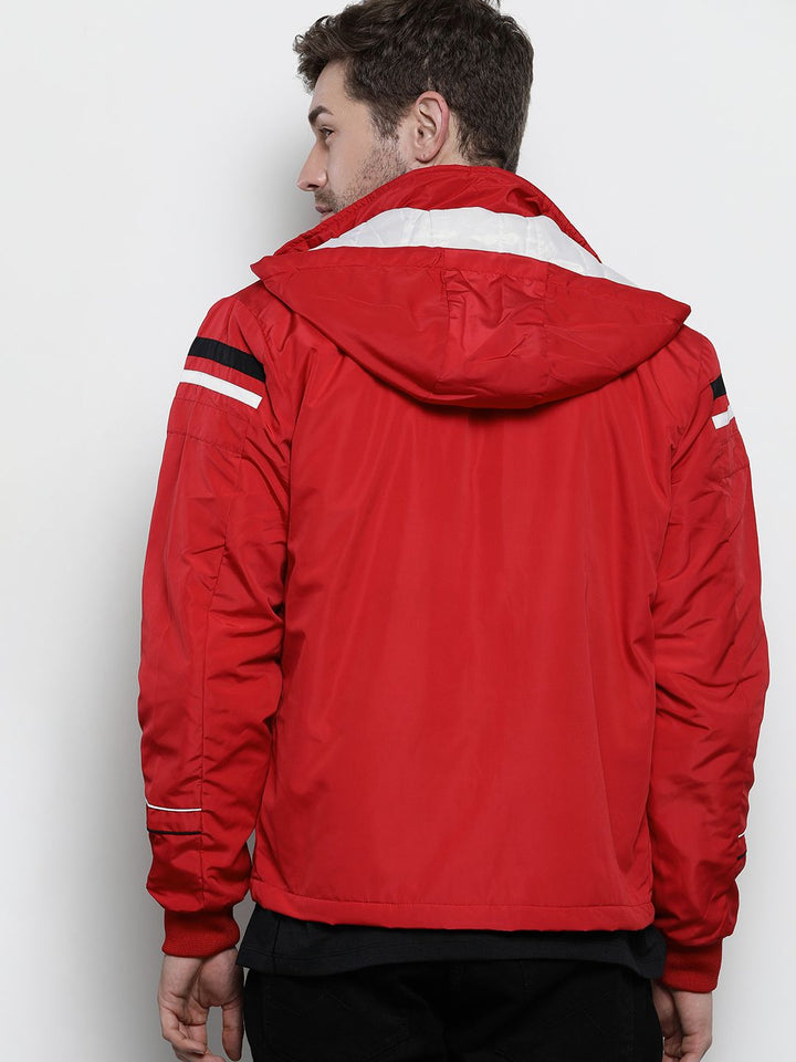 The Indian Garage Co Hooded Slim Fit Bomber Jacket with Zippered Insert Pockets