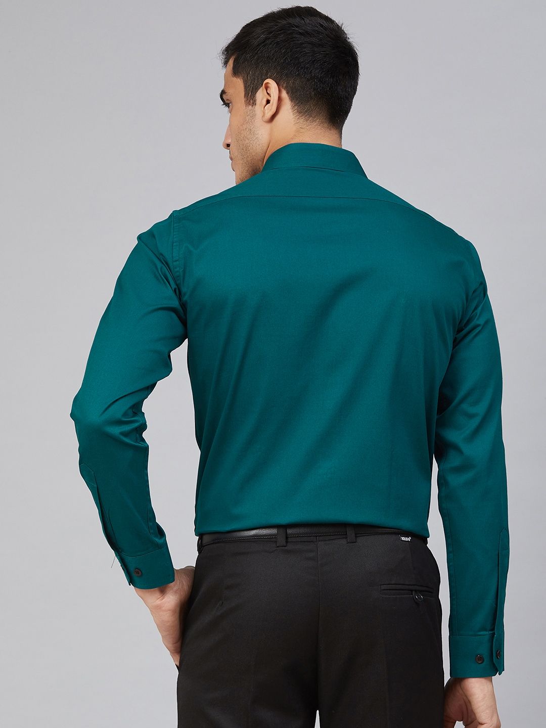 DENNISON Men Teal Green Smart Slim Fit Solid Formal Shirt