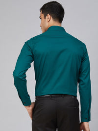 DENNISON Men Teal Green Smart Slim Fit Solid Formal Shirt