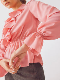 The Label Life Cinched Waist Ruffle Top