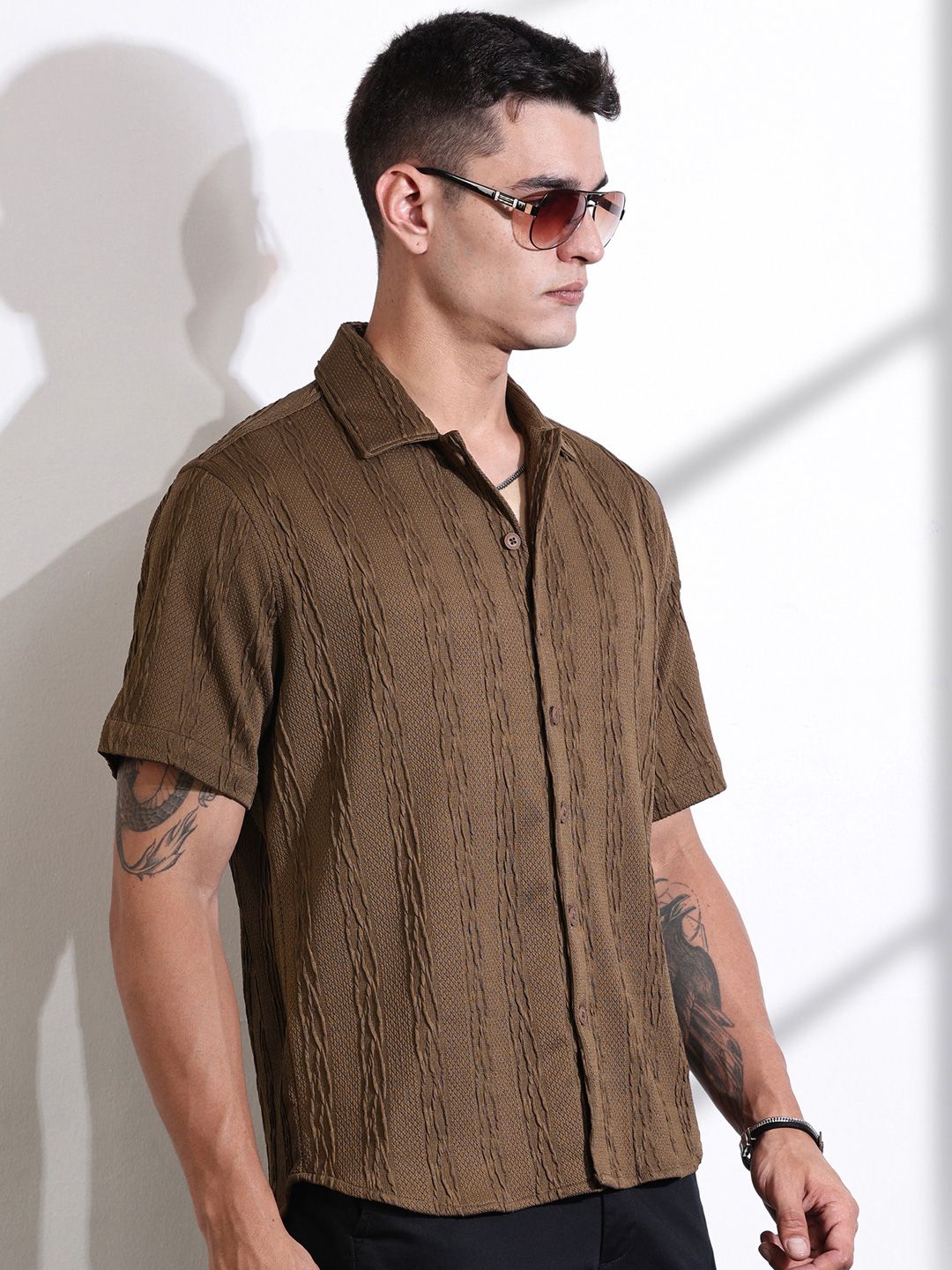 Thomas Scott Men Smart Fit Cutaway Collar Textured Casual Shirt