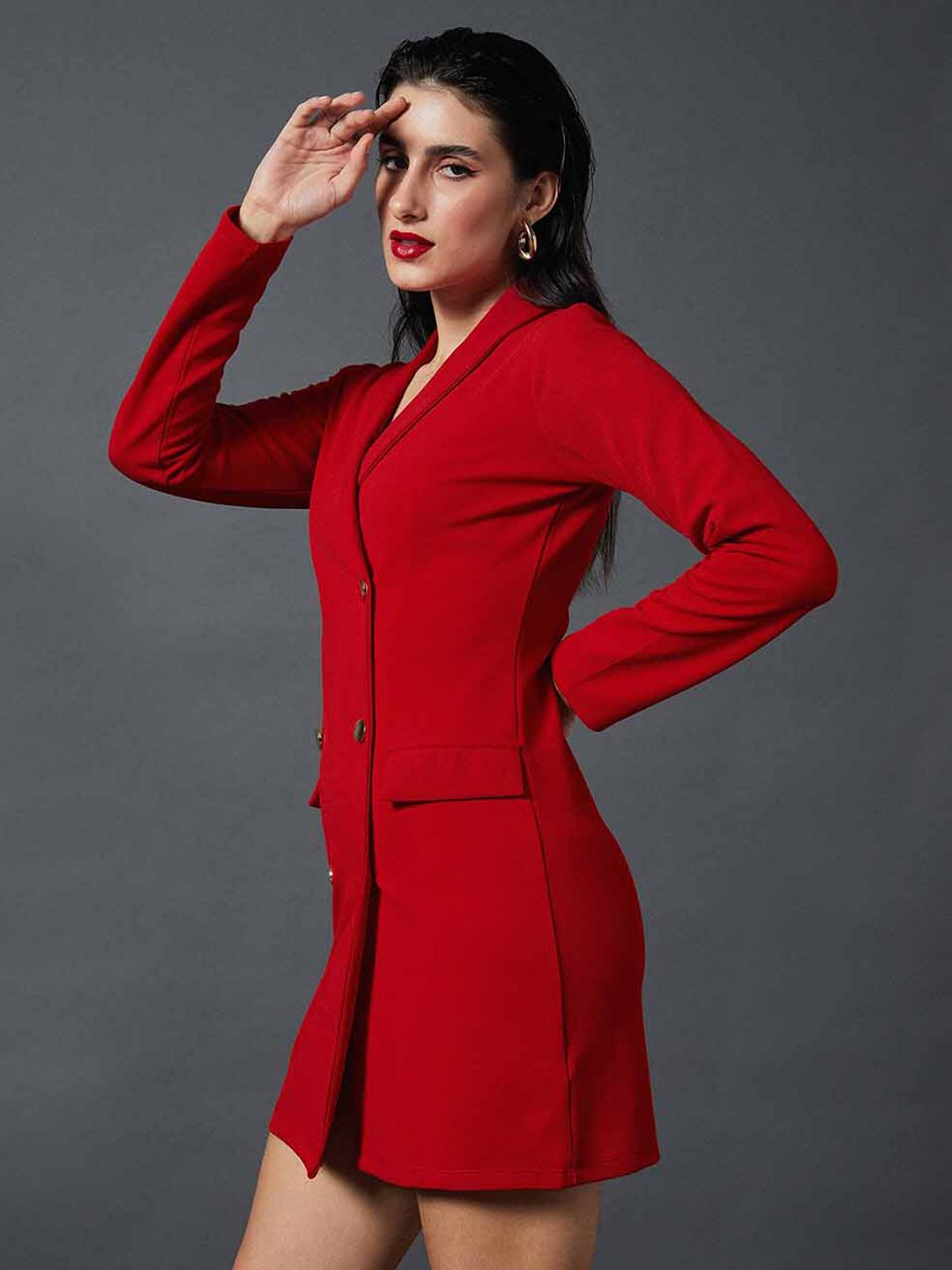 SASSAFRAS worklyf Shawl Collar Sheath Blazer Dress