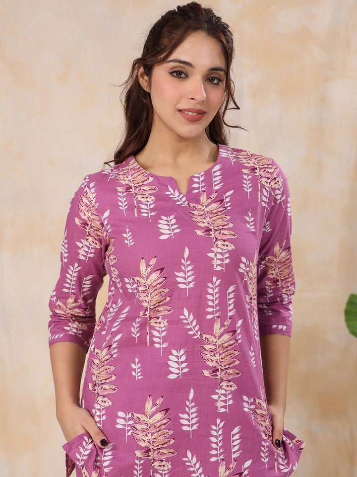 SANSKRUTIHOMES Floral Printed Pure Cotton Night Suit