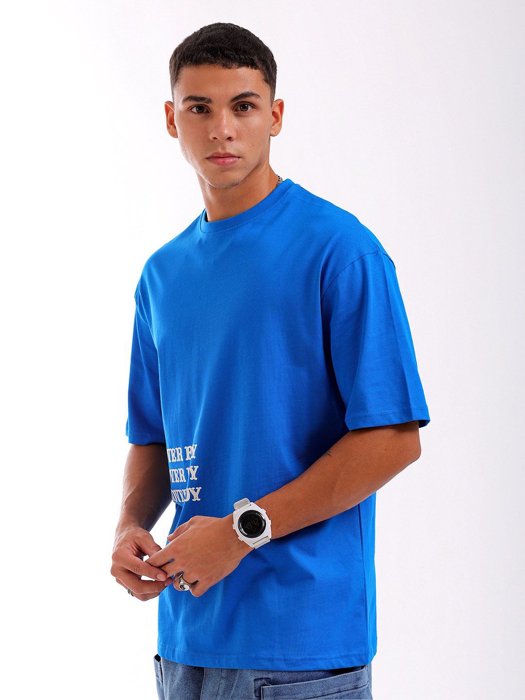 The Indian Garage Co Men Back Printed Round Neck Boxy Oversized T-shirt