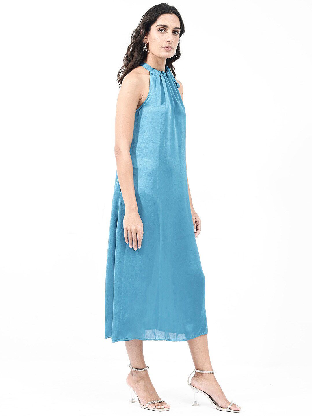 RAREISM High Neck Sleeveless A-Line Maxi Dress