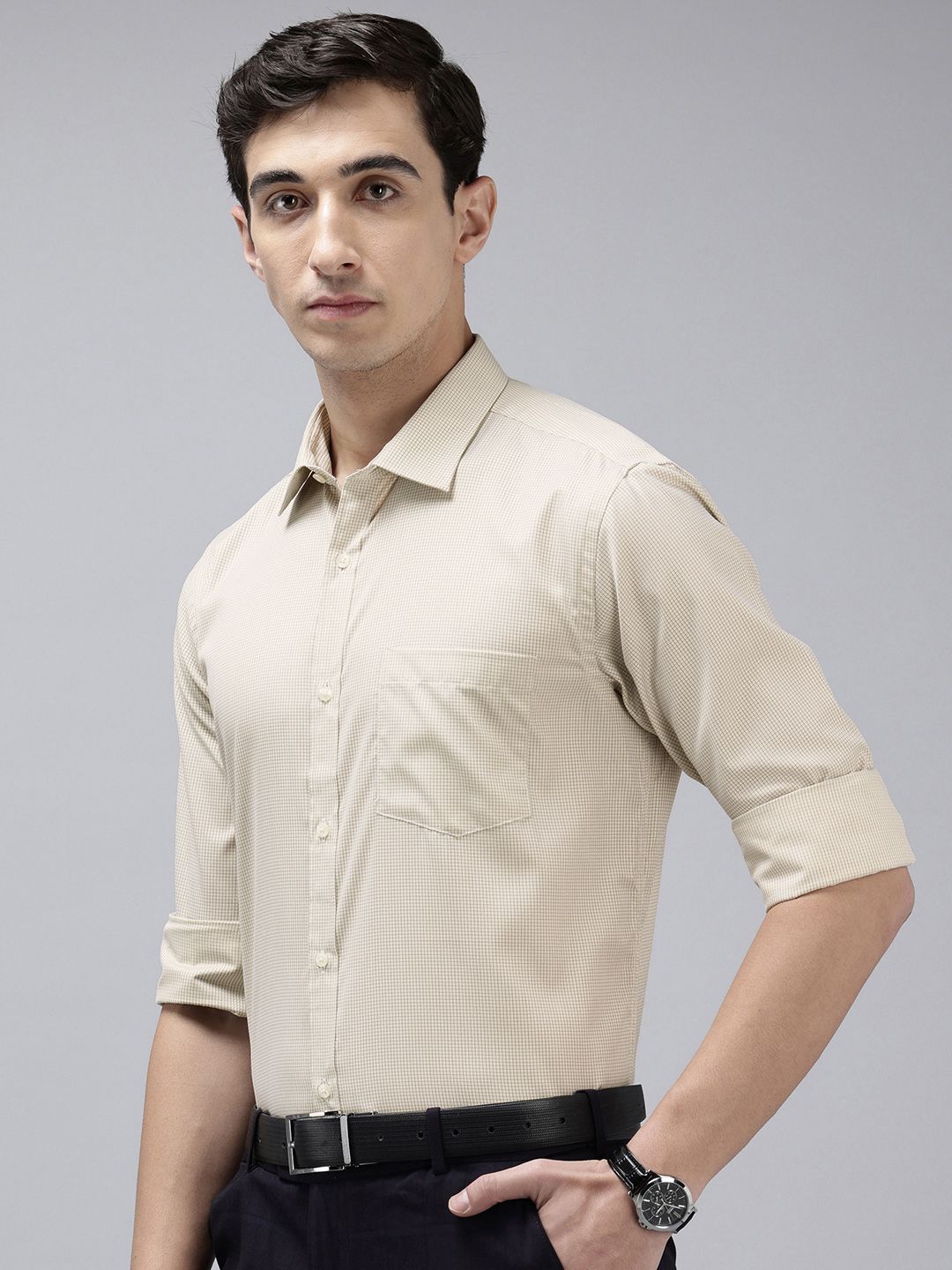 Park Avenue Slim Fit Micro Checked Formal Shirt