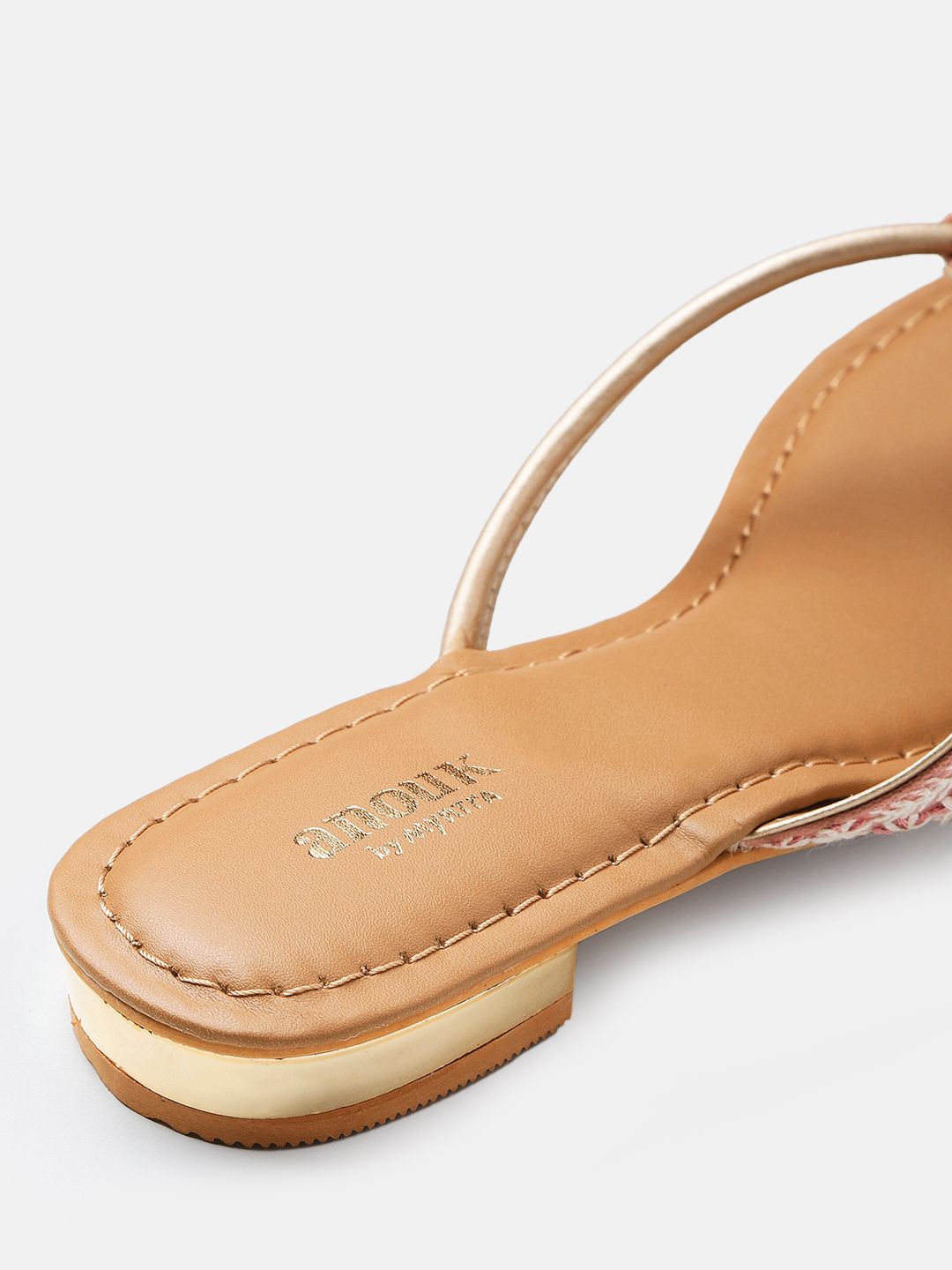 Anouk Women Floral Embroidered T-Strap Flats