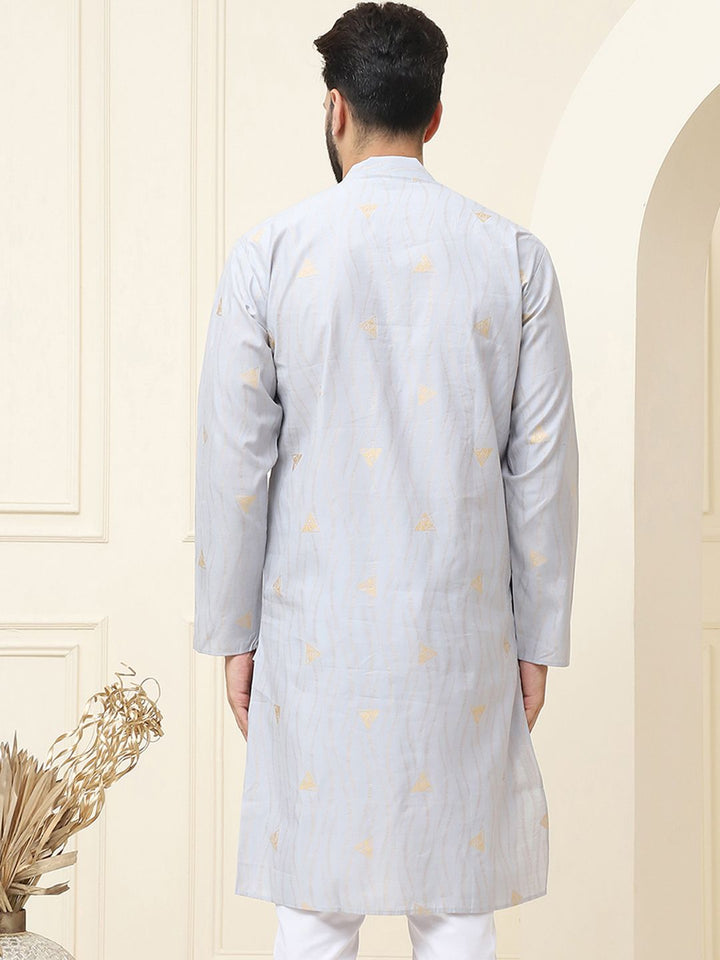 SOJANYA Geometric Woven Design Jacqard Silk Straight Kurta