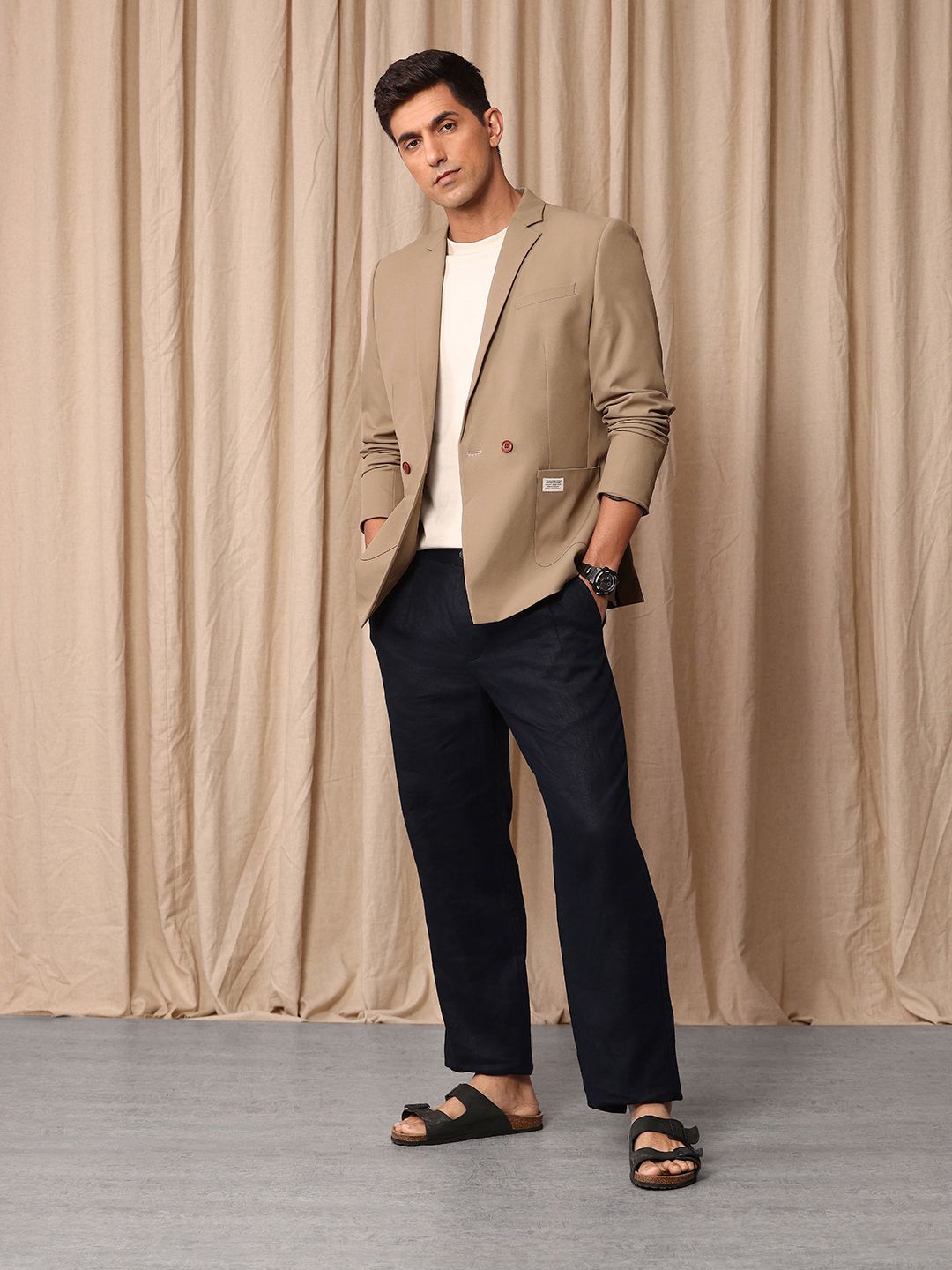 Mr Bowerbird Tailored Fit Double Breasted Casual Blazer