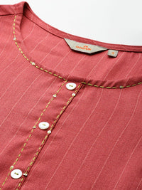 Anouk Striped Sequined Straight Kurta