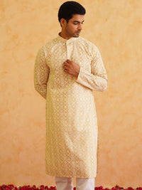 SOJANYA Ethnic Motifs Embroidered Regular Thread Work Pure Cotton Kurta with Churidar