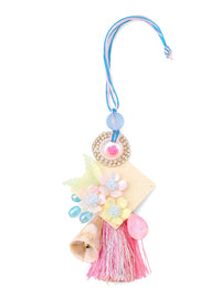 NVR Set of 2 Artificial Stones & Beads Floral Design Bhaiya Bhabhi Rakhi with Roli Chawal