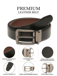Teakwood Leathers Men Textured Leather Reversible Belt