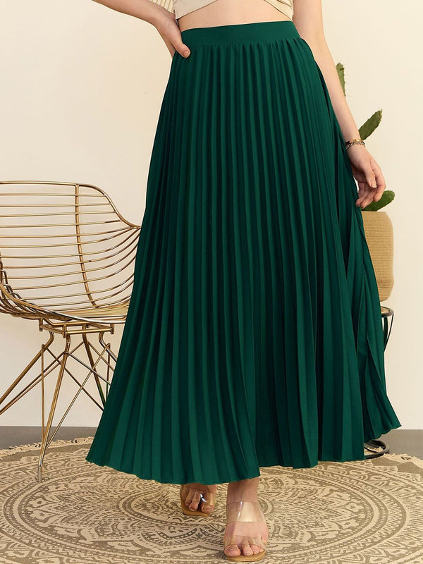 Skirt Midi A-line Berlipit Wanita Berrylush High Rise Accordion