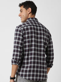 VASTRADO Classic Slim Fit Tartan Checks Opaque Cotton Casual Shirt