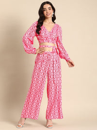 Anouk Printed Wrap Top with Palazzos