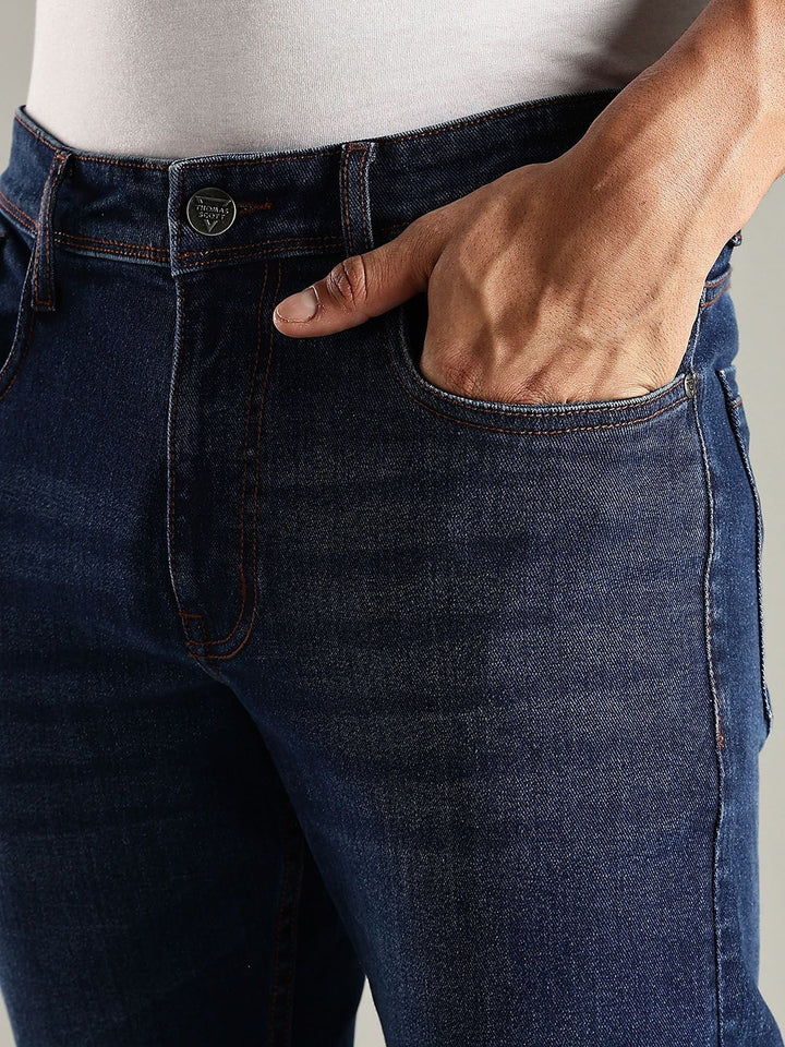 Thomas Scott Men Original Slim Fit Mid-Rise Light Fade Stretchable Jeans