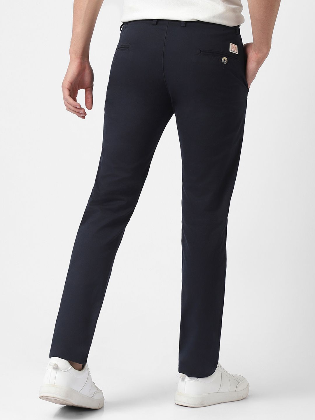 Urbano Fashion Men Navy Blue Slim Fit Solid Chinos