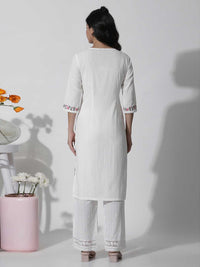 W Floral Yoke Design Thread Work Pure Cotton Straight Kurta