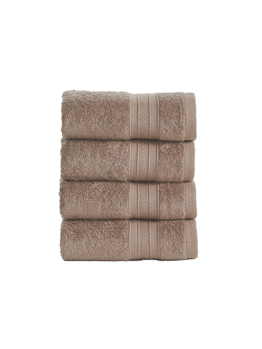 MYTRIDENT Brown Set of 4 500 GSM Cotton Hand Towel