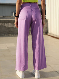 STREET 9 Women Lavender Relaxed Mid-Rise Cotton Trousers