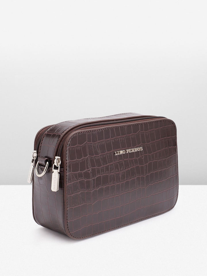 Lino Perros Croc Textured Structured Sling Bag