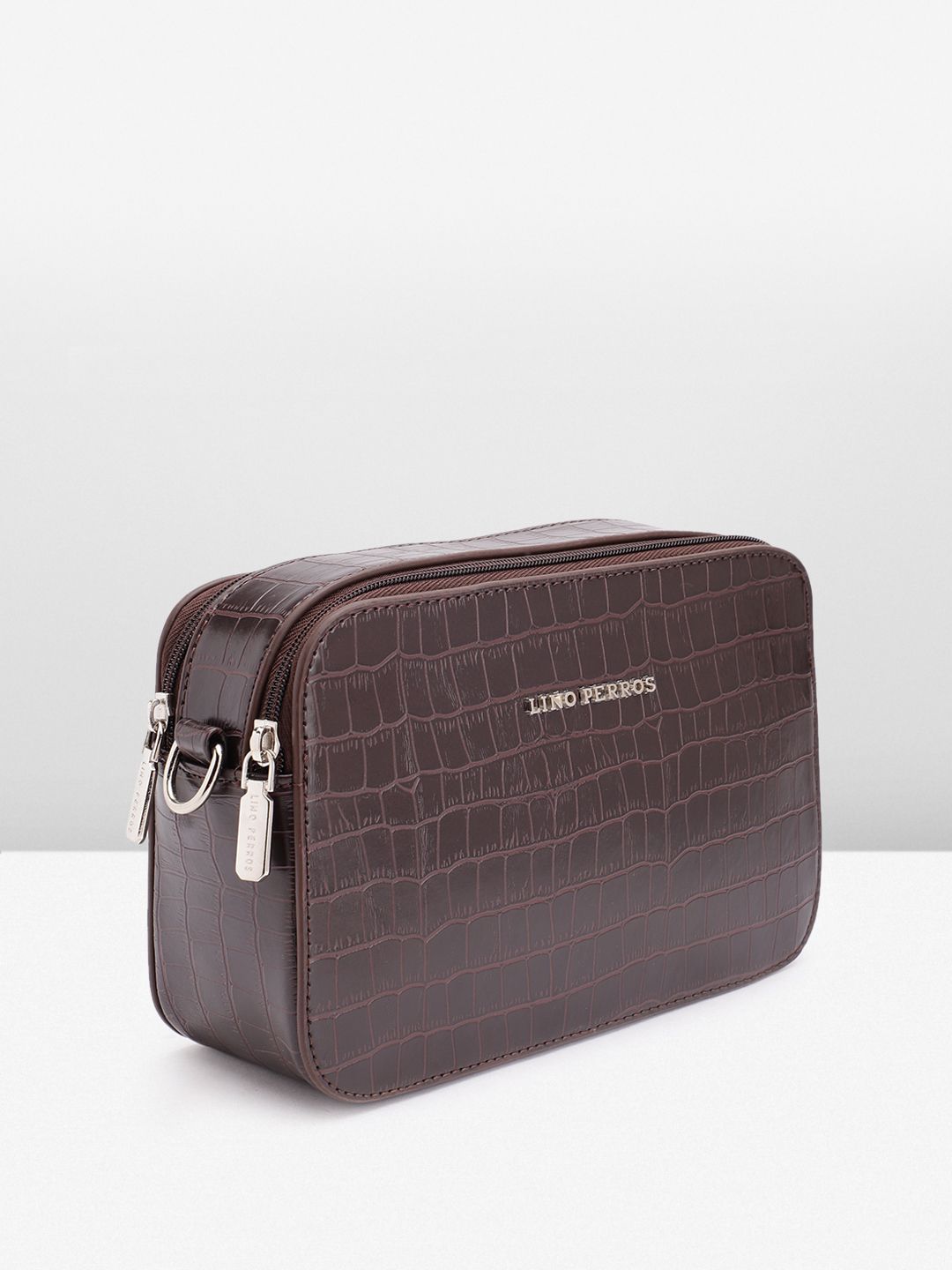 Lino Perros Croc Textured Structured Sling Bag