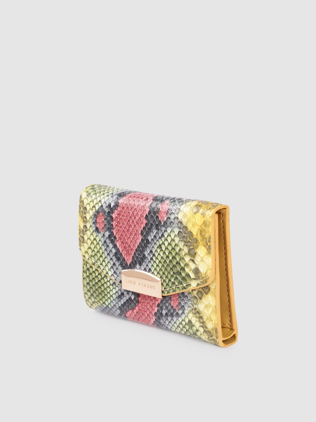 Lino Perros Women Snake Skin Textured Three Fold Wallet