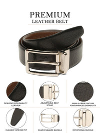 Teakwood Leathers Men Textured Leather Reversible Belt