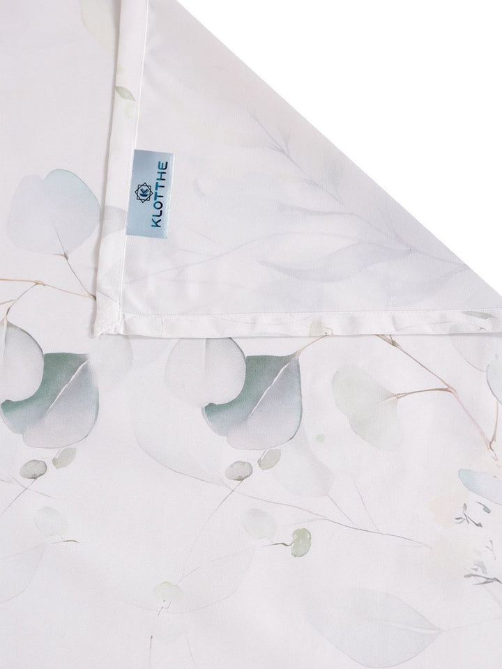 KLOTTHE White Floral Printed Flat 400 TC Double King 7D Cadar Dengan 2 Sarung Bantal