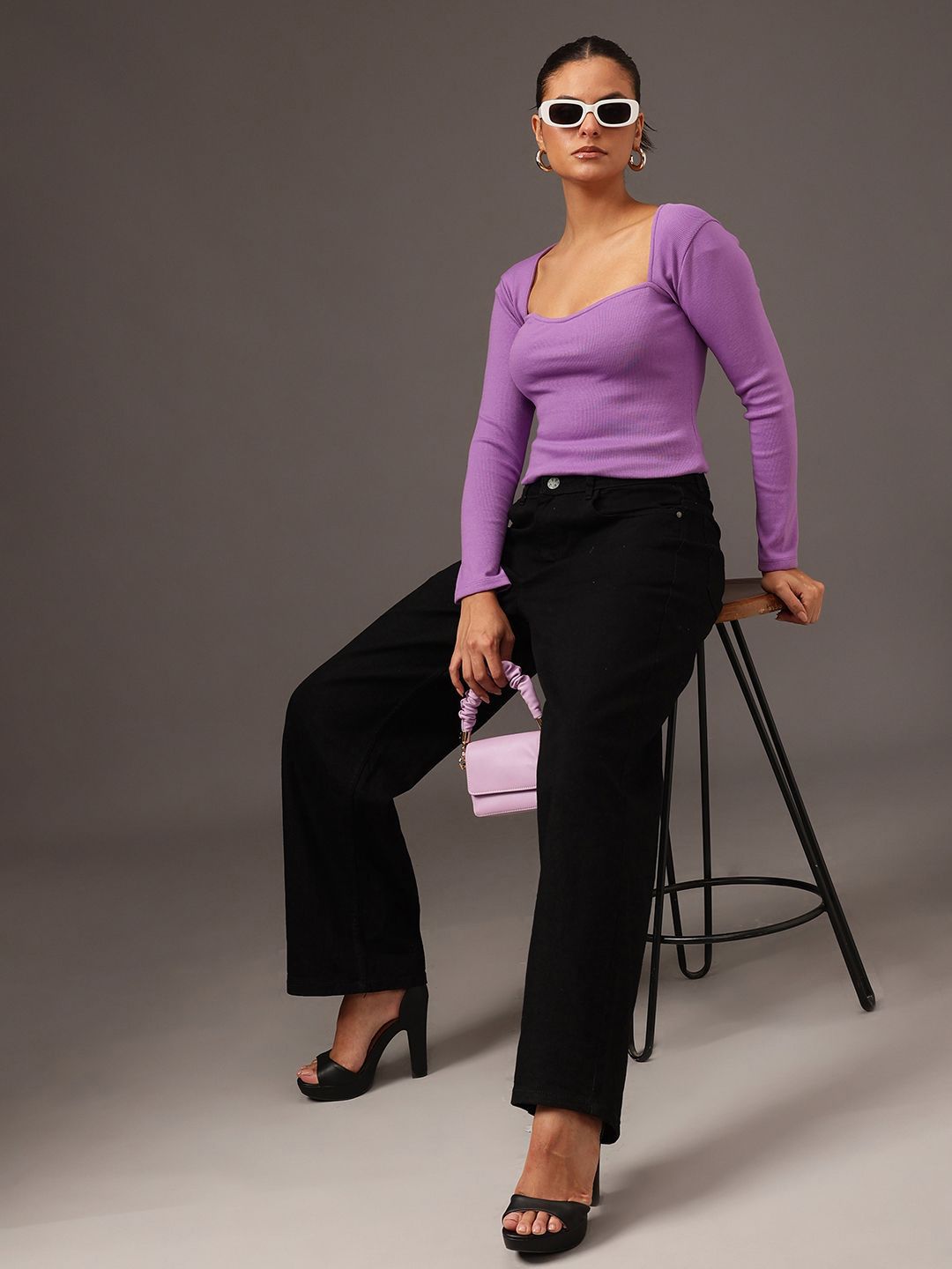 STREET 9 Women Square Neck Cotton Crop Top