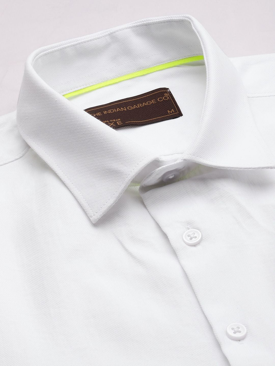 The Indian Garage Co. X Luxe Men White Slim Fit Opaque Formal Shirt